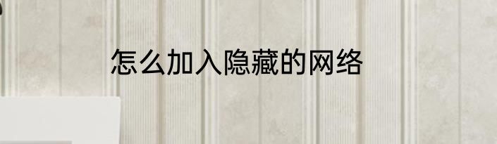 怎么加入隐藏的网络