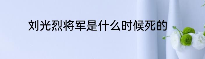 刘光烈将军是什么时候死的