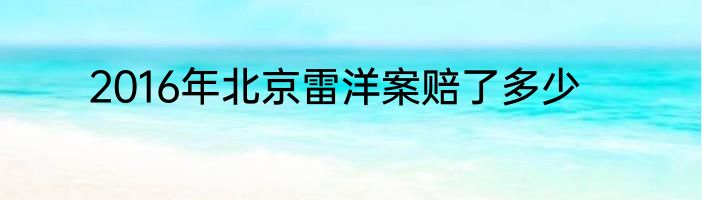 2016年北京雷洋案赔了多少