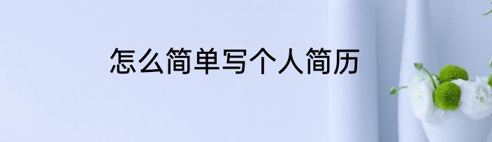 怎么简单写个人简历