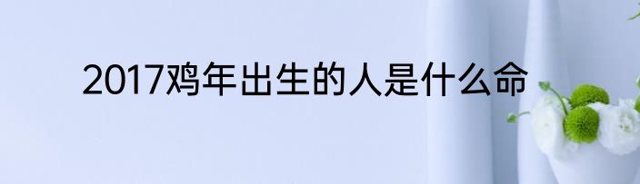 2017鸡年出生的人是什么命