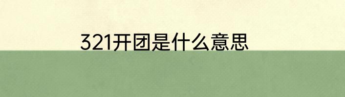 321开团是什么意思