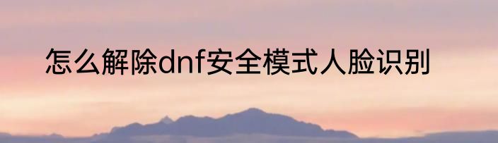 怎么解除dnf安全模式人脸识别