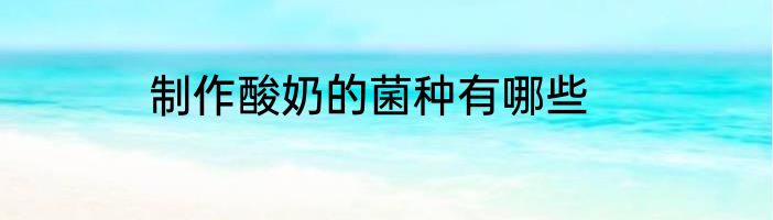 制作酸奶的菌种有哪些