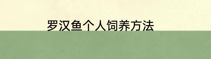 罗汉鱼个人饲养方法
