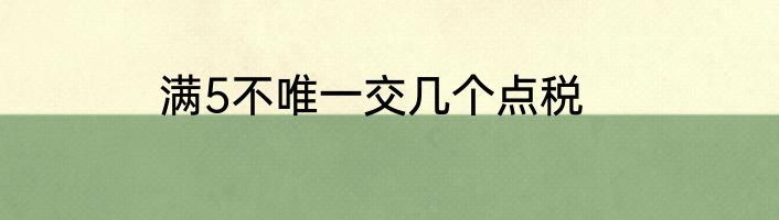 满5不唯一交几个点税