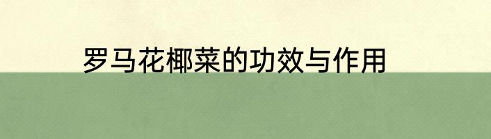 罗马花椰菜的功效与作用