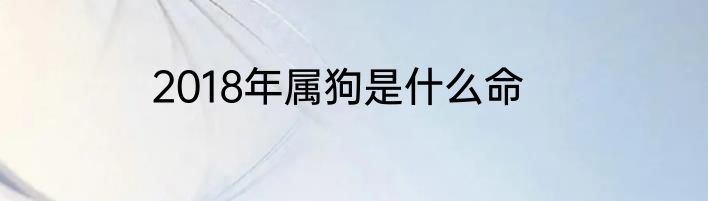 2018年属狗是什么命