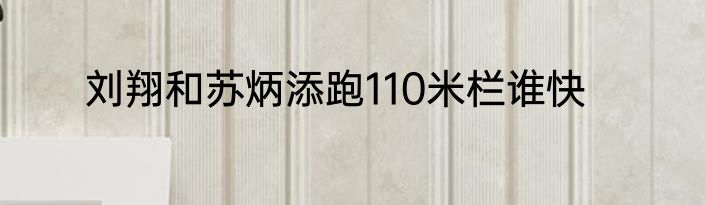 刘翔和苏炳添跑110米栏谁快