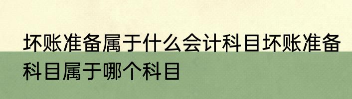 坏账准备属于什么会计科目坏账准备科目属于哪个科目