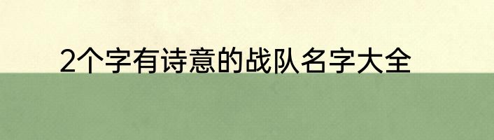 2个字有诗意的战队名字大全