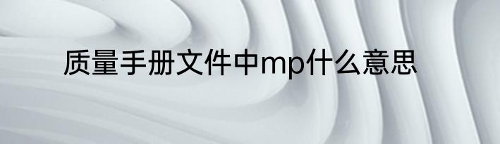 质量手册文件中mp什么意思