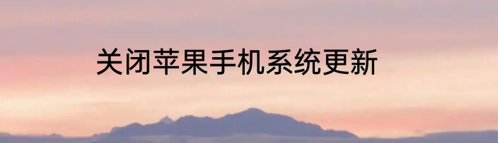 关闭苹果手机系统更新