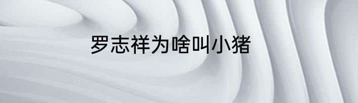 罗志祥为啥叫小猪