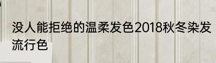 没人能拒绝的温柔发色2018秋冬染发流行色