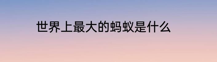 世界上最大的蚂蚁是什么