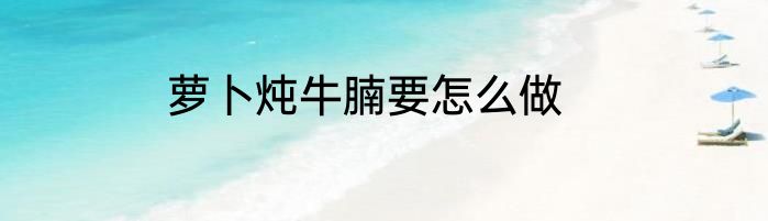 萝卜炖牛腩要怎么做