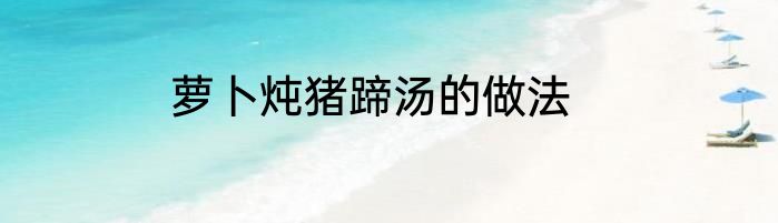 萝卜炖猪蹄汤的做法