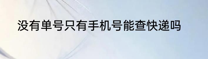 没有单号只有手机号能查快递吗