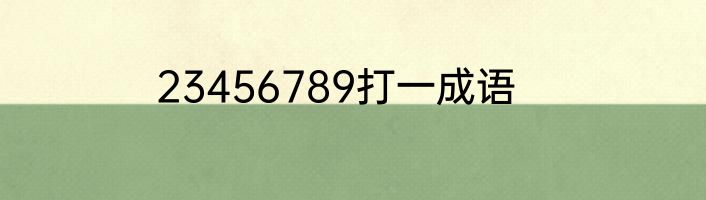 23456789打一成语