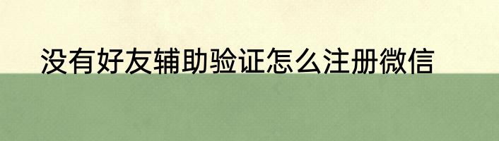 没有好友辅助验证怎么注册微信