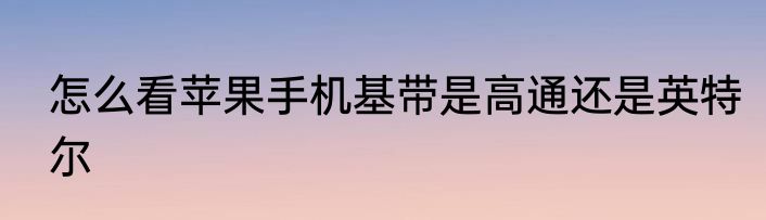 怎么看苹果手机基带是高通还是英特尔