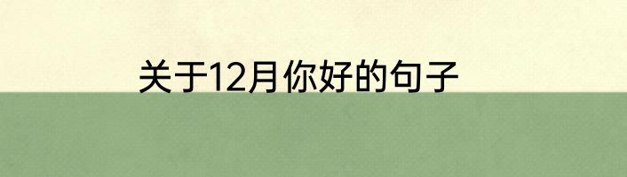 关于12月你好的句子