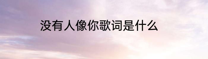 没有人像你歌词是什么