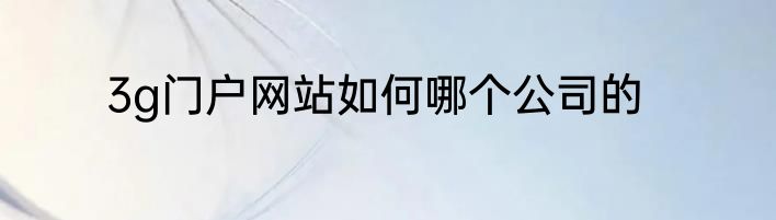 3g门户网站如何哪个公司的