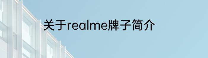 关于realme牌子简介