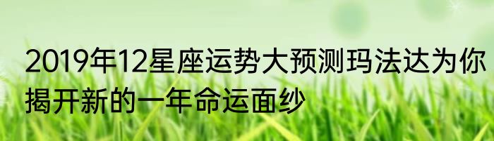 2019年12星座运势大预测玛法达为你揭开新的一年命运面纱