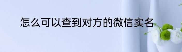 怎么可以查到对方的微信实名