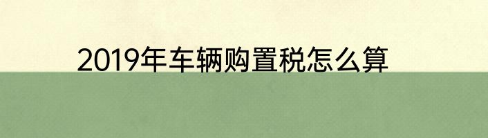 2019年车辆购置税怎么算