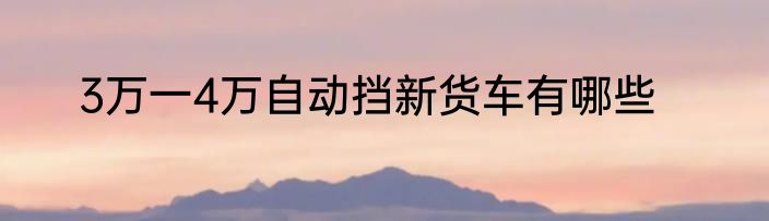 3万一4万自动挡新货车有哪些