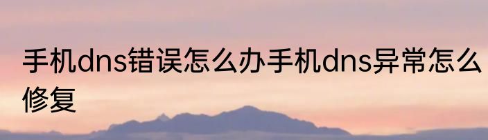 手机dns错误怎么办手机dns异常怎么修复