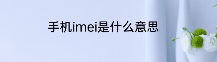 手机imei是什么意思