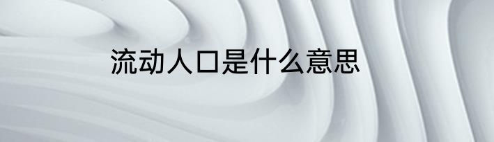 流动人口是什么意思