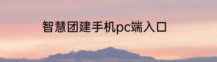 智慧团建手机pc端入口