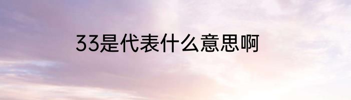 33是代表什么意思啊