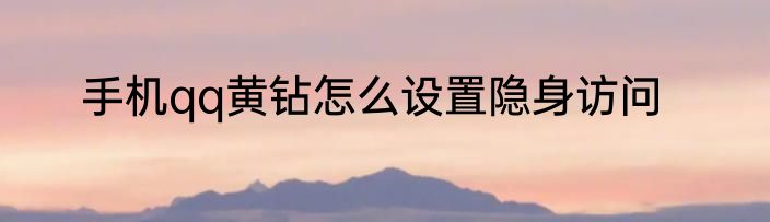 手机qq黄钻怎么设置隐身访问