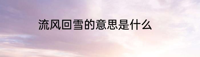 流风回雪的意思是什么