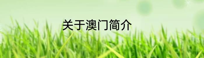 关于澳门简介