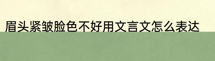 眉头紧皱脸色不好用文言文怎么表达