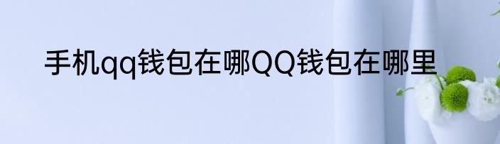 手机qq钱包在哪QQ钱包在哪里