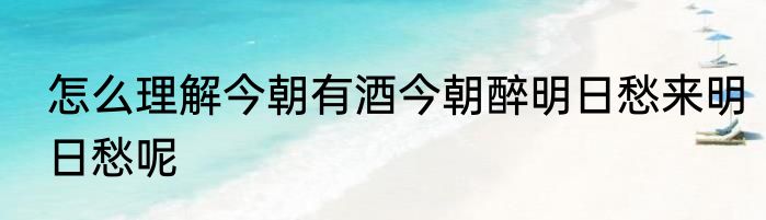 怎么理解今朝有酒今朝醉明日愁来明日愁呢