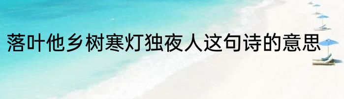 落叶他乡树寒灯独夜人这句诗的意思