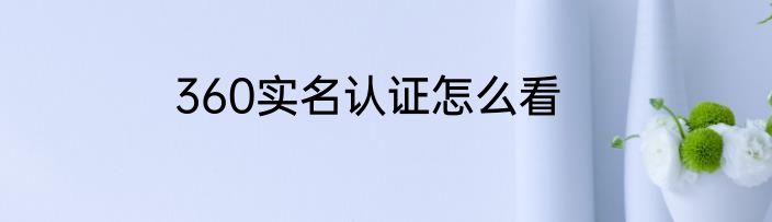 360实名认证怎么看
