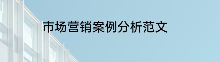 市场营销案例分析范文