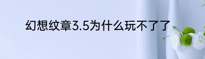 幻想纹章3.5为什么玩不了了