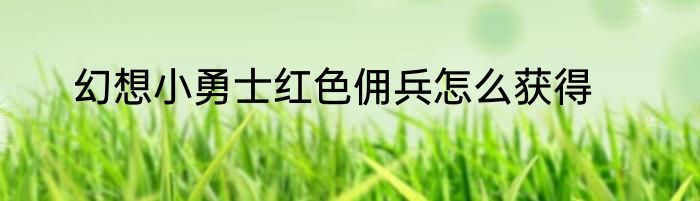 幻想小勇士红色佣兵怎么获得